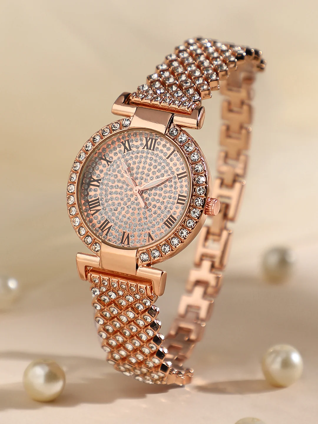 Embellished Round Watch - Rose Gold (2)