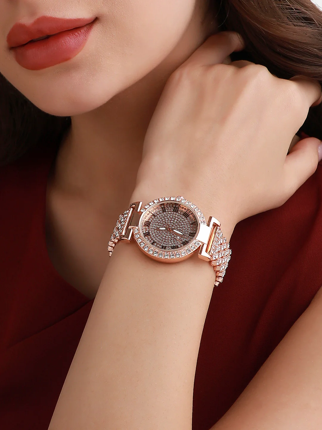 Embellished Round Watch - Rose Gold (7)