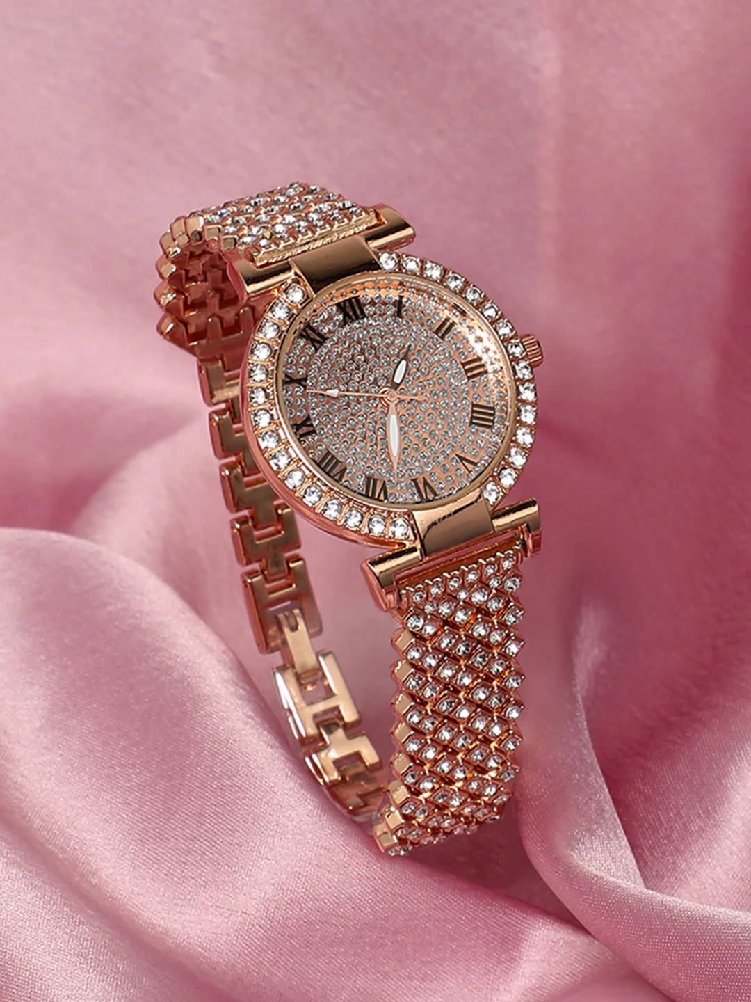 Embellished Round Watch - Rose Gold (8)